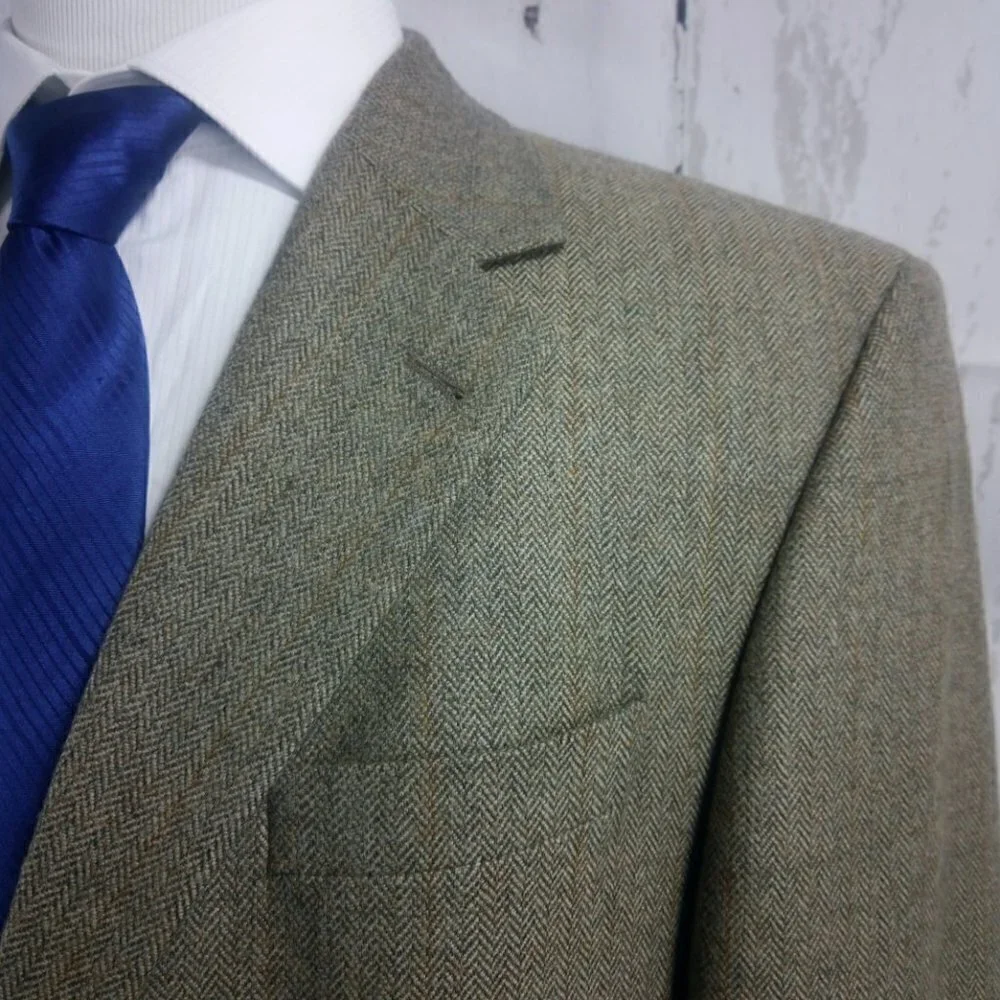 Oscar de la Renta 43R Brown Suit Blazer Sport Coat